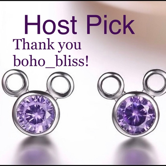 Purple Mickey Mouse Head earrings - Picture 2 of 3